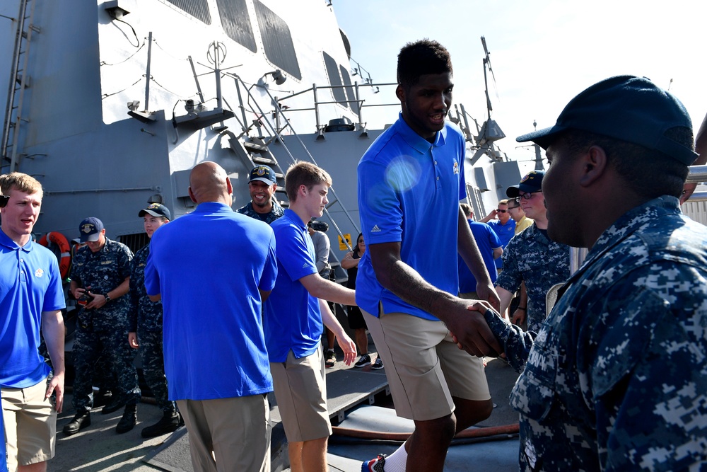 University of Kansas Jayhawks Men's Basketball Tour USS Chafee during ESPN Armed Forces Classic