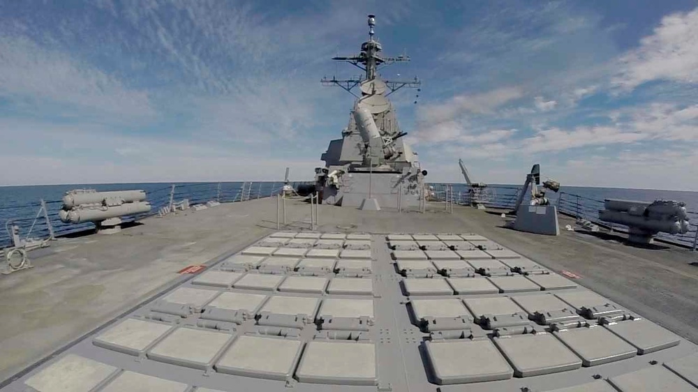 Pre-commissioning unit John Finn (DDG 113) test fires Phalanx close-in weapons system