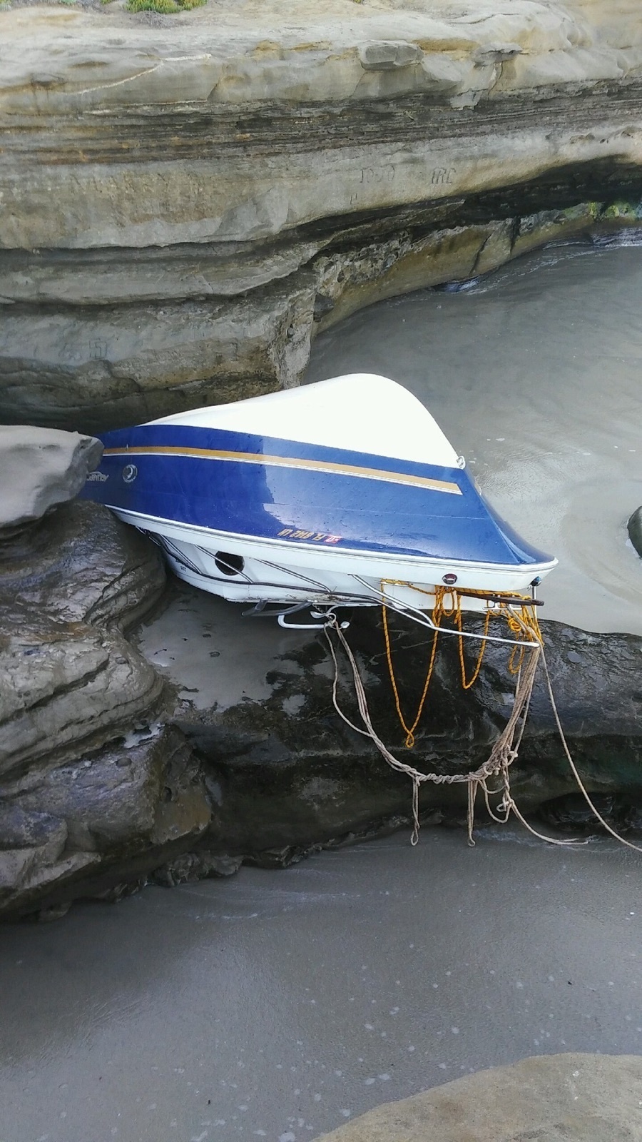 Capsized vessel at Windansea Beach