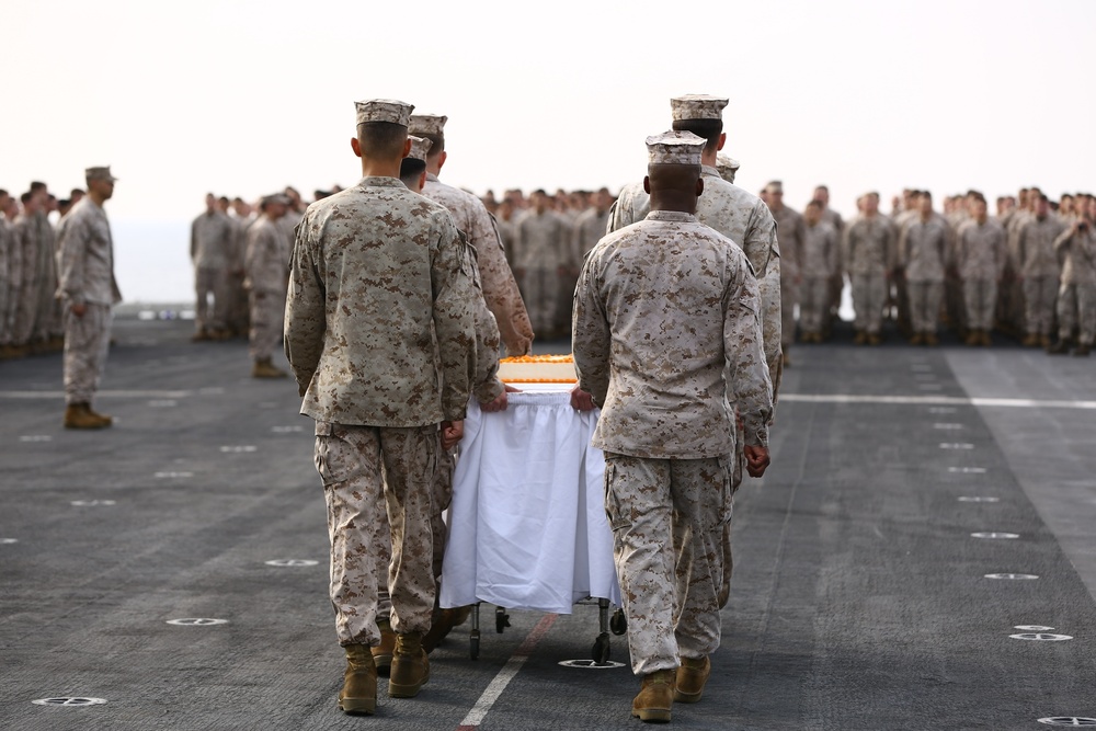 22nd MEU Marines Celebrate Birthday aboard USS Wasp