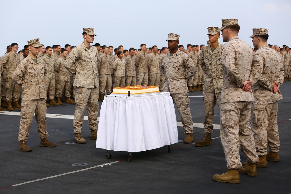 22nd MEU Marines Celebrate Birthday aboard USS Wasp