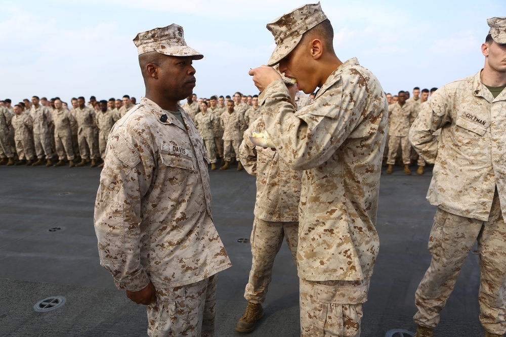 22nd MEU Marines Celebrate Birthday aboard USS Wasp