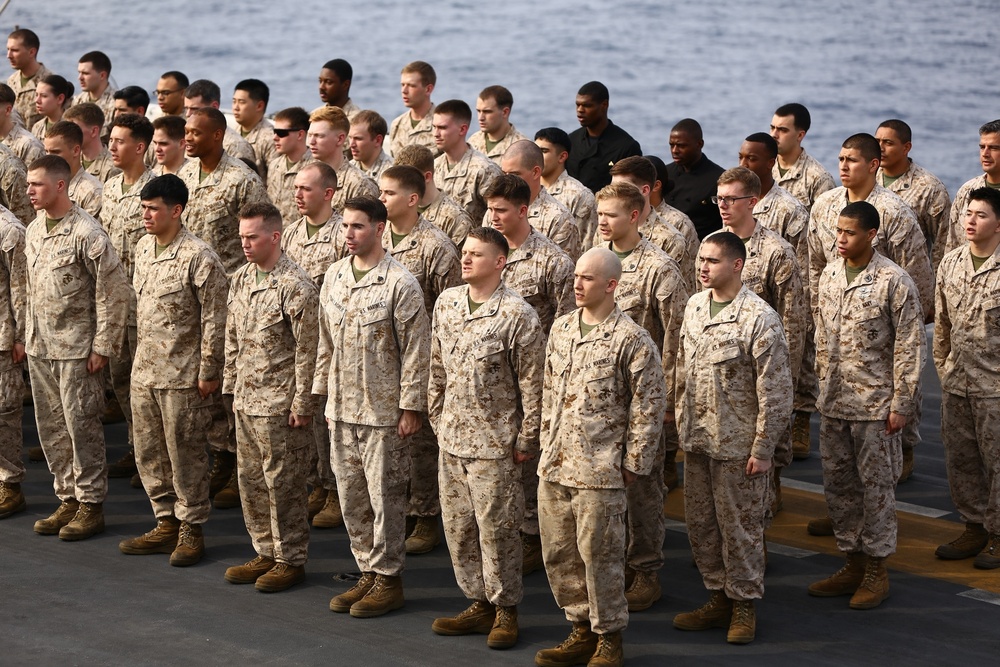 22nd MEU Marines Celebrate Birthday aboard USS Wasp