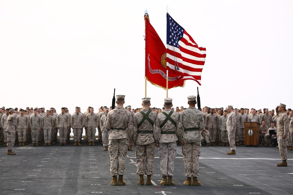 22nd MEU Marines Celebrate Birthday aboard USS Wasp