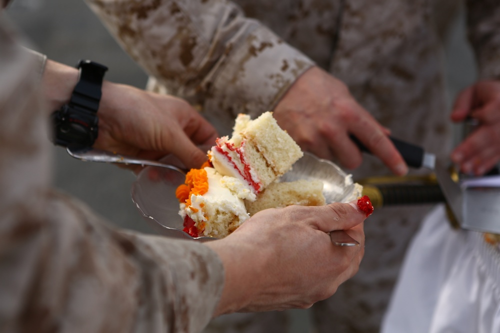 22nd MEU Marines Celebrate Birthday aboard USS Wasp