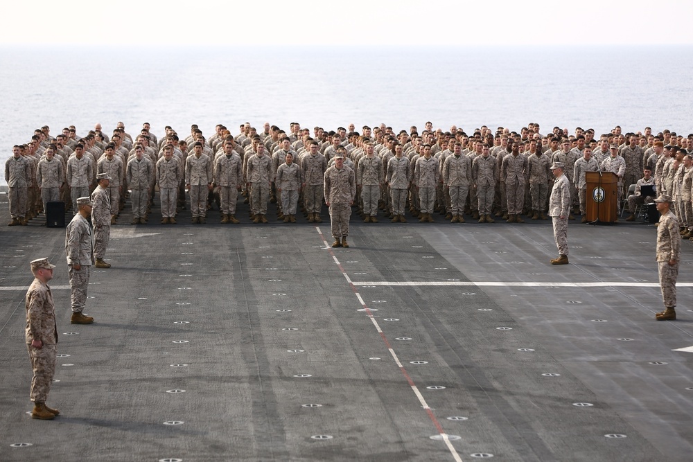 22nd MEU Marines Celebrate Birthday aboard USS Wasp