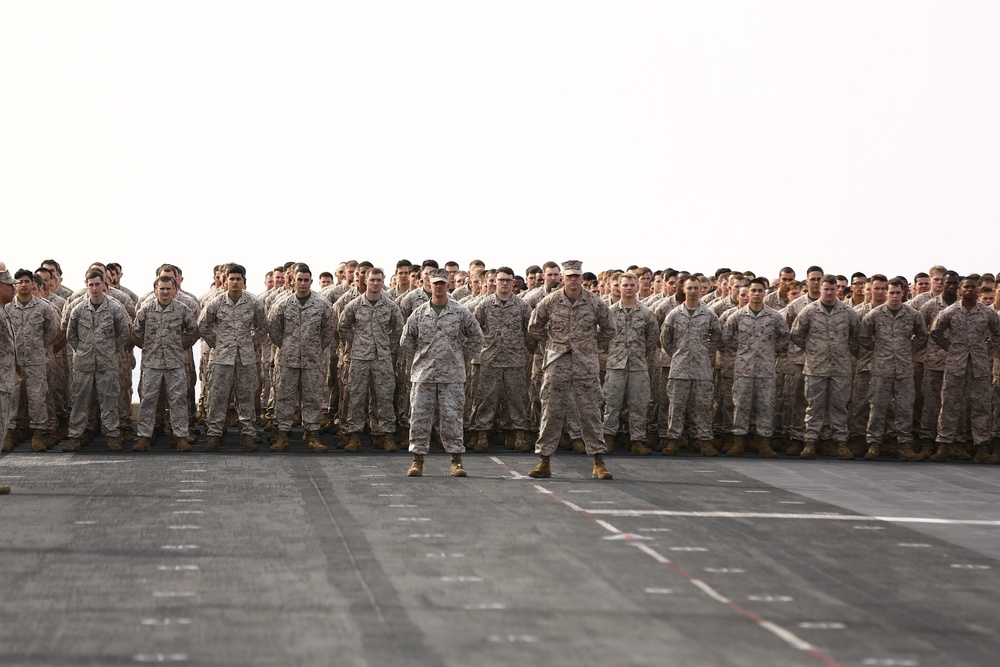 22nd MEU Marines Celebrate Birthday aboard USS Wasp