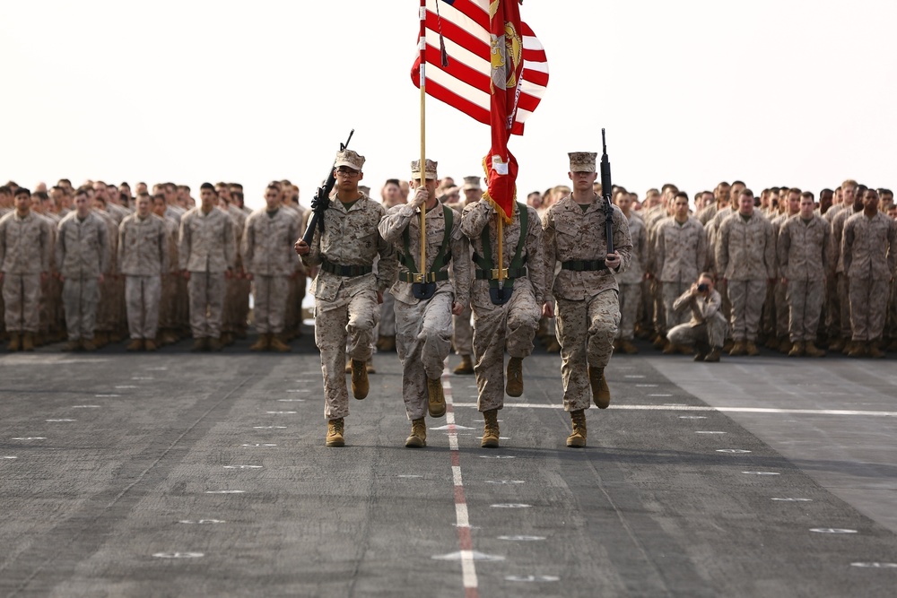 22nd MEU Marines Celebrate Birthday aboard USS Wasp