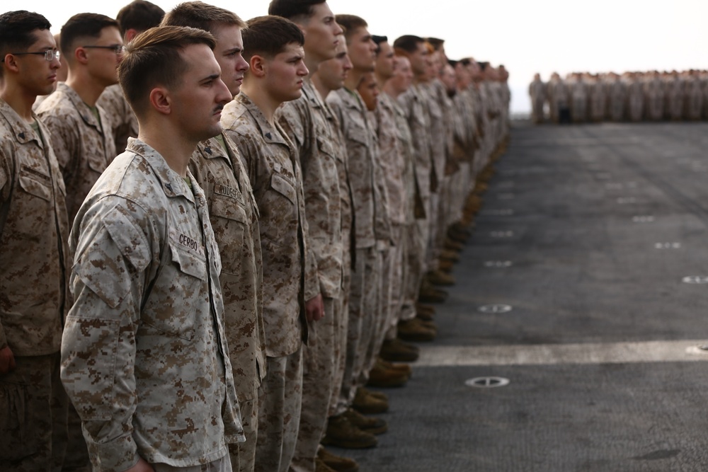 22nd MEU Marines Celebrate Birthday aboard USS Wasp