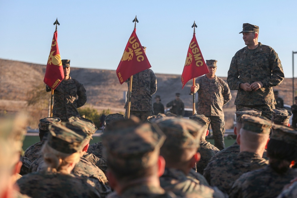 Headquarters Battalion 1st Marine Division steps off the birthday celebrations