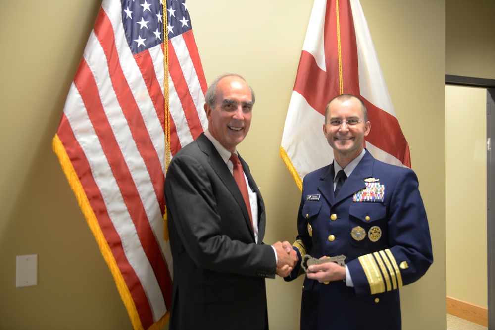Admiral Charles D. Michel meets with Mayor Sandy Stimpson