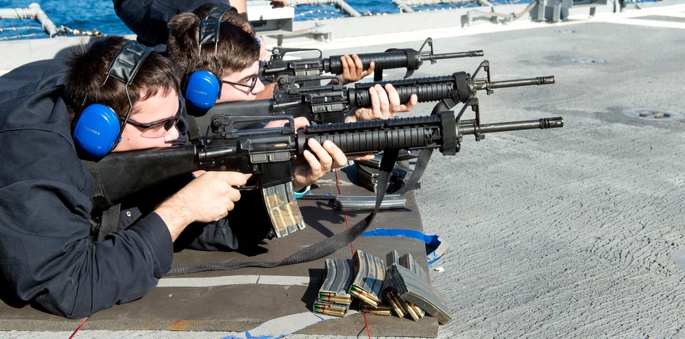 USS Lake Champlain (CG 57) M-16 Rifle Shoot