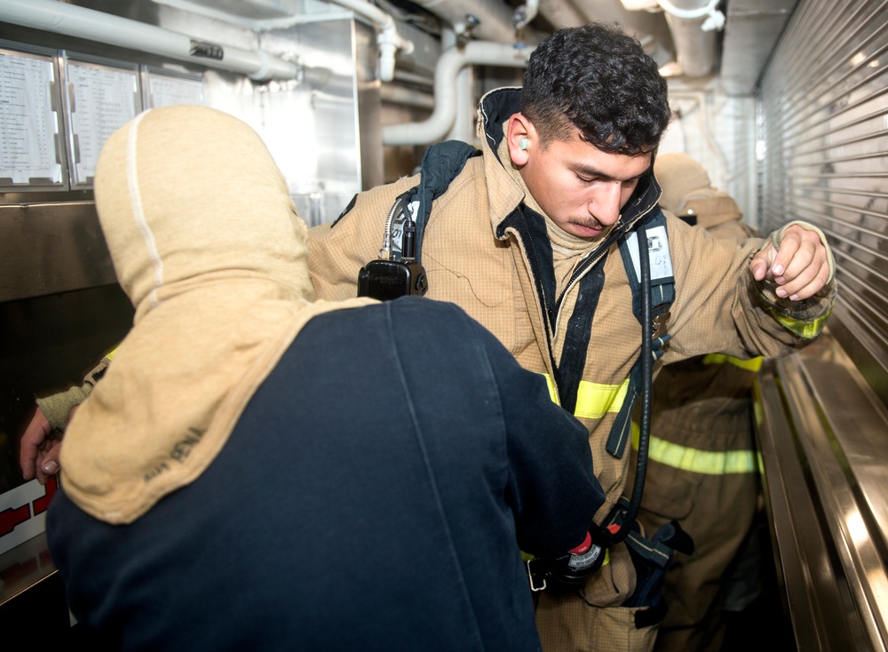 USS Lake Champlain (CG 57) Main Space Fire Drill