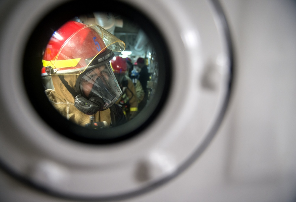 USS Lake Champlain (CG 57) Main Space Fire Drill