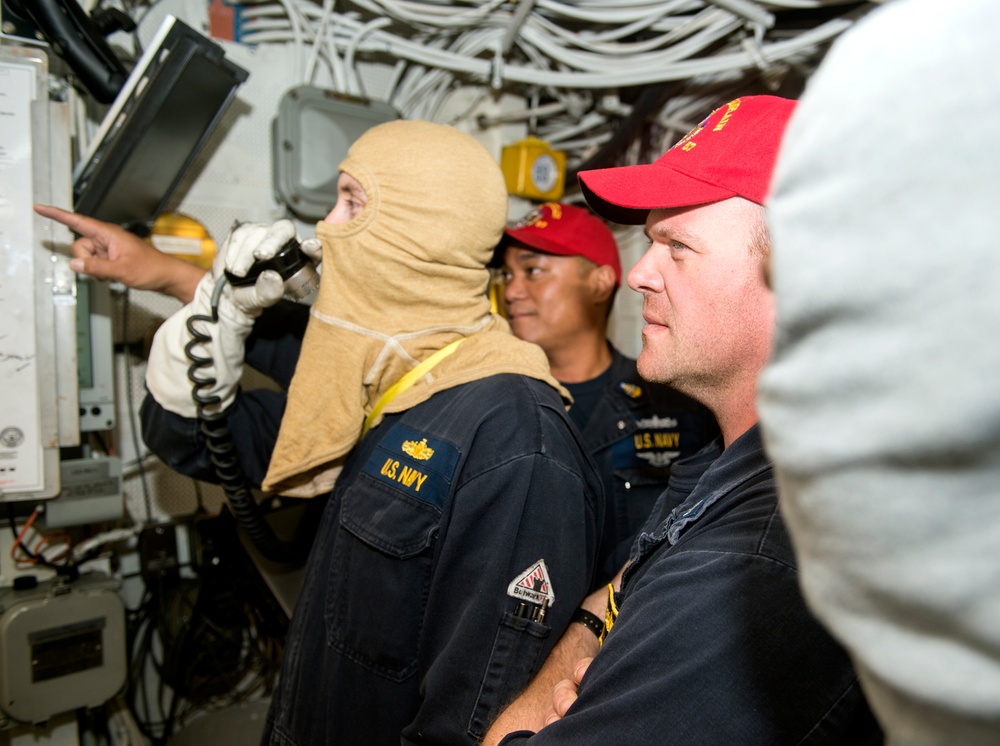 USS Lake Champlain (CG 57) Main Space Fire Drill