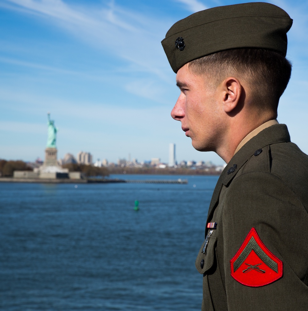 Marines and Sailors Man the Rails for Veterans Day New York 2016