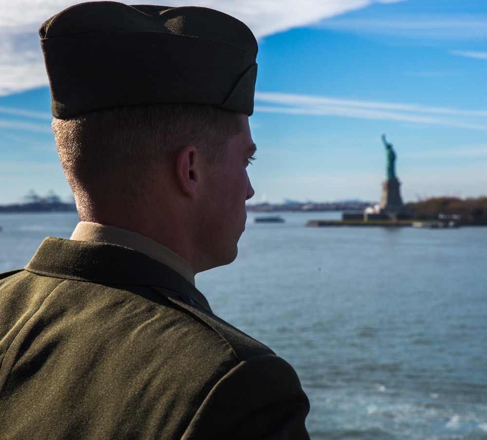 Marines and Sailors Man the Rails for Veterans Day New York 2016