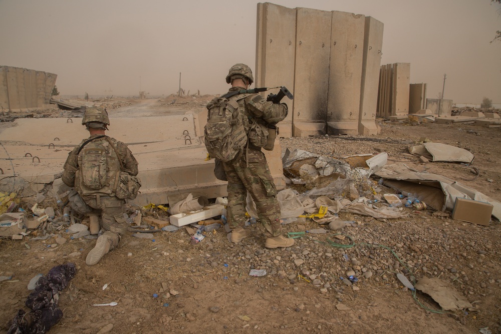 U.S. Soldiers conduct foot patrol to establish rapport