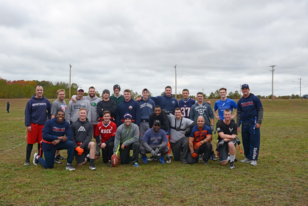 Joint Base Cape Cod welcomes New England Patriots players for a round of flag football