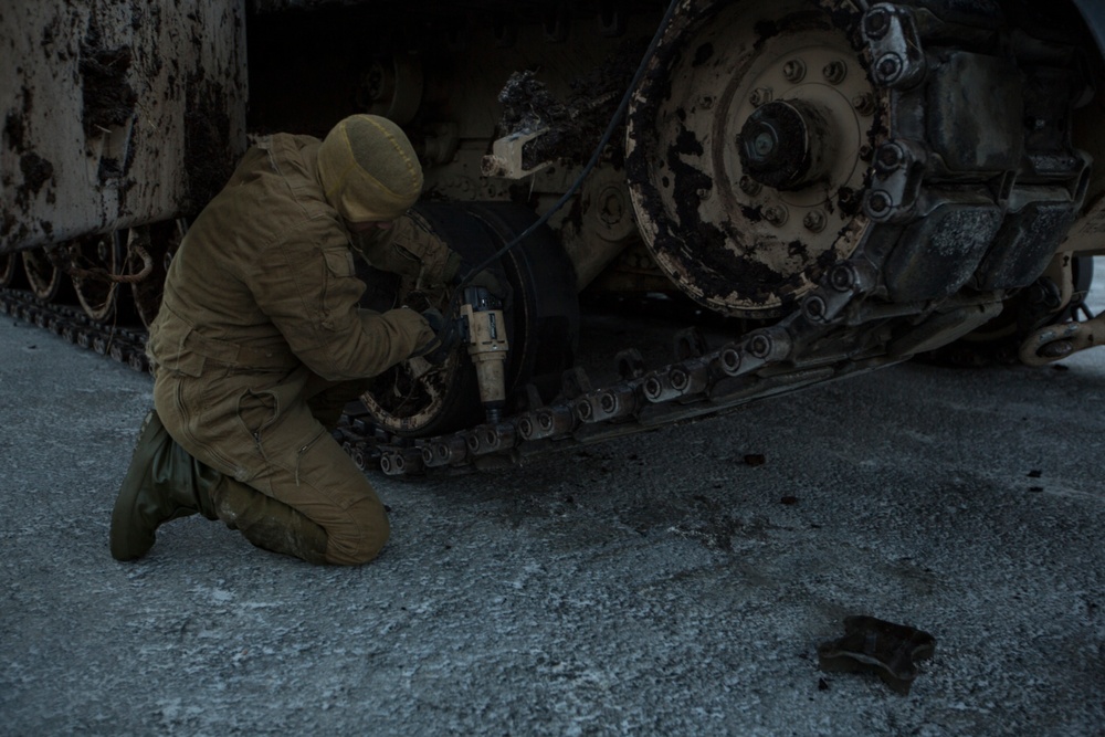 U.S. Marines conduct cold weather driver training