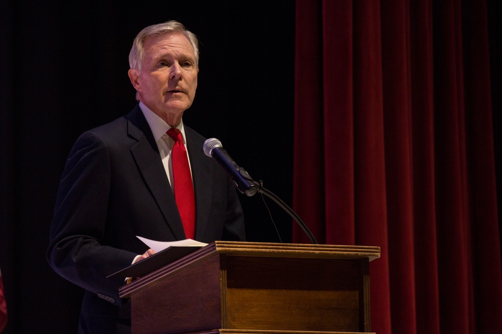 Secretary of the Navy Ray Mabus dedicates destroyer in name of first African-American aviator