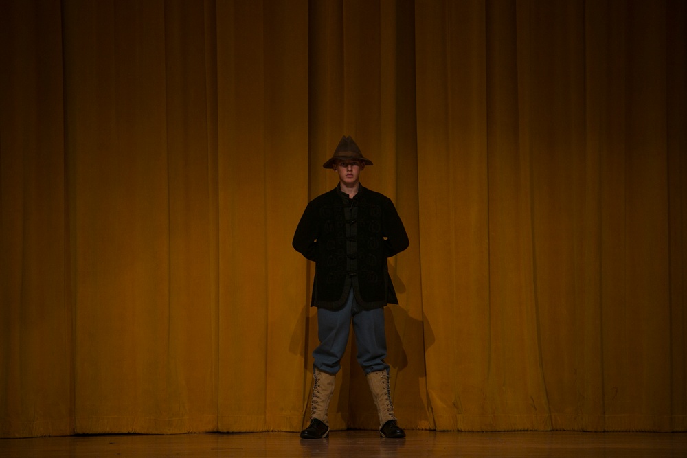 Kubasaki High School Junior Reserve Officer Training Corps cadets participate in Marine Corps uniform pageant