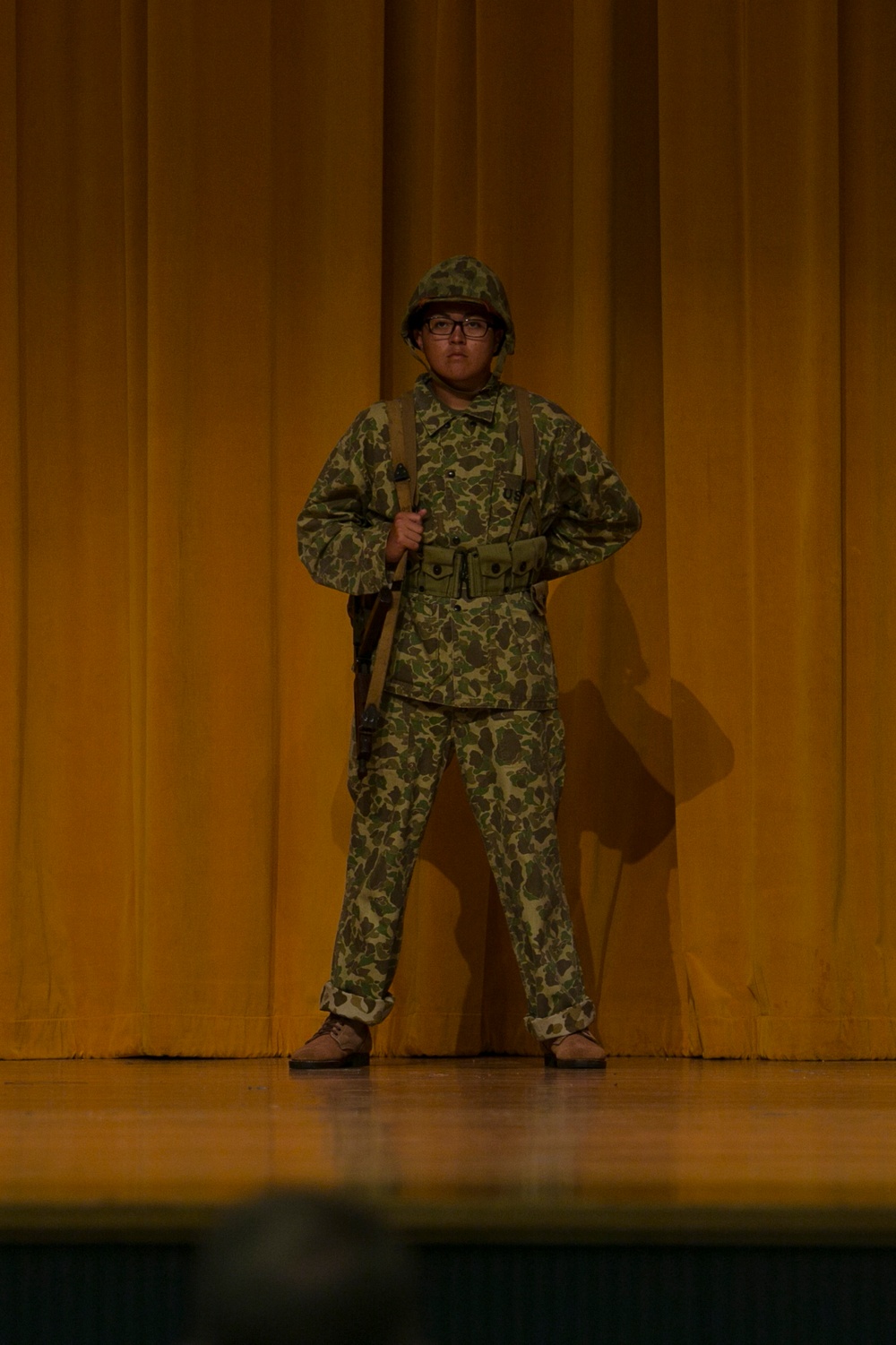 Kubasaki High School Junior Reserve Officer Training Corps cadets participate in Marine Corps uniform pageant