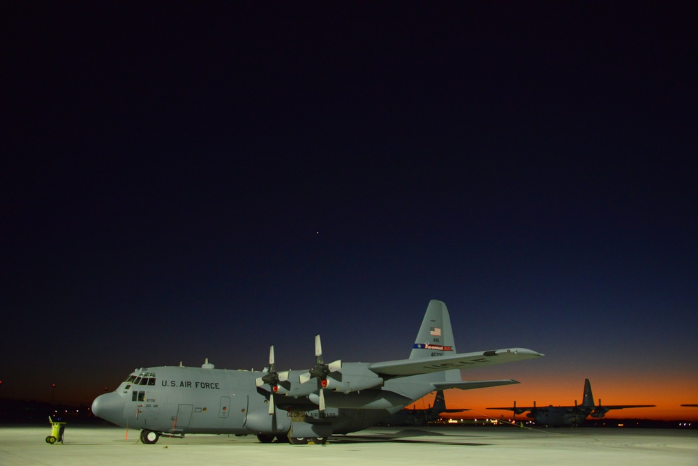 C-130 Hercules during sunset
