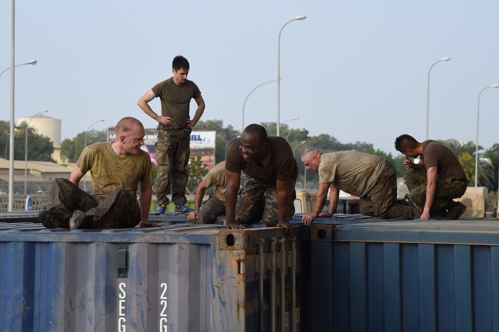Combined Joint Task Force Horn of Africa members participate in French mud run