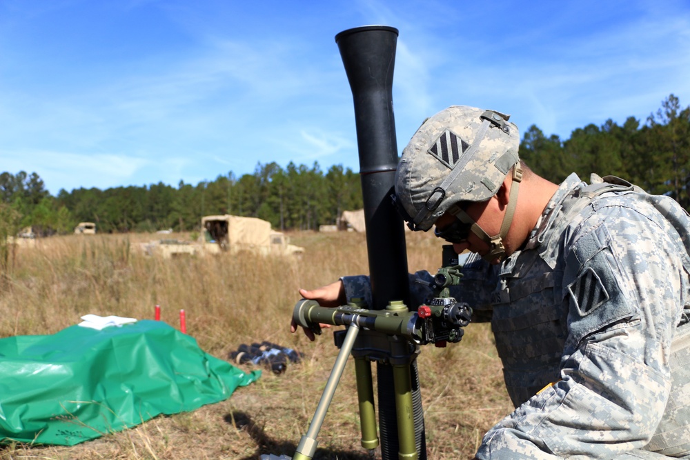 Mortarmen support fire coordination exercise