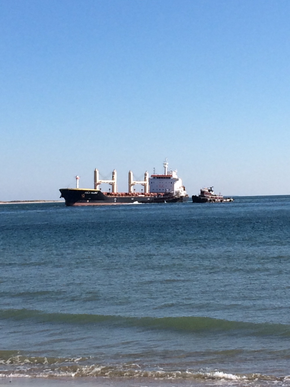 Coast Guard monitors floating of grounded cargo ship near Fort Macon, NC