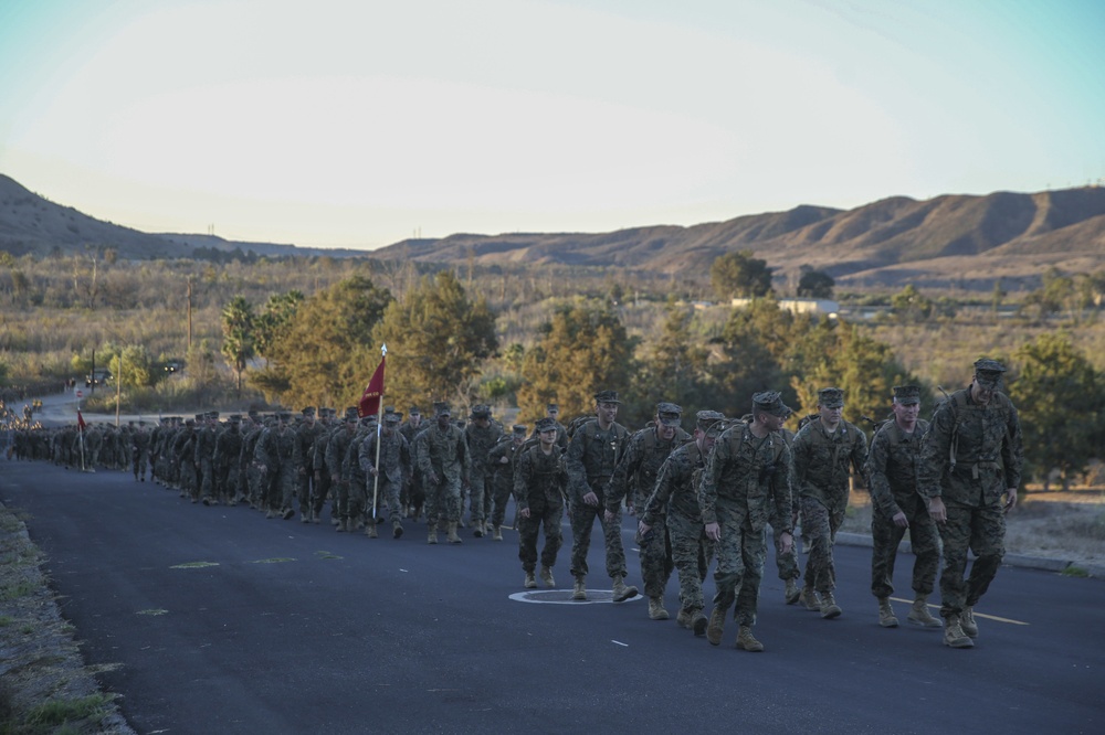 Headquarters Battalion 1st Marine Division steps off the birthday celebrations