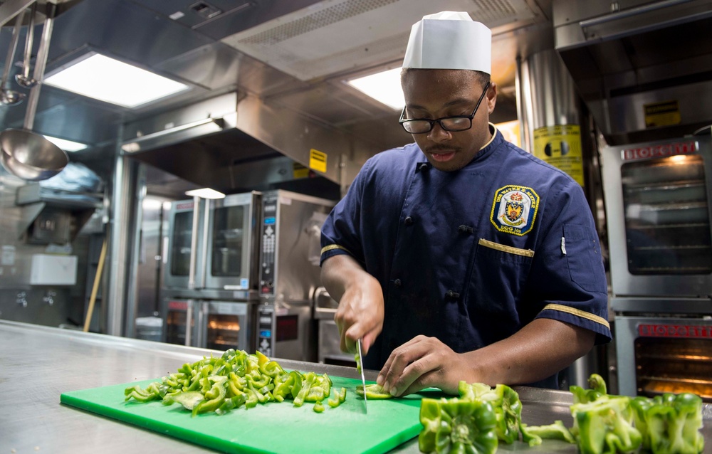 USS Wayne E. Meyer Preparing for Dinner