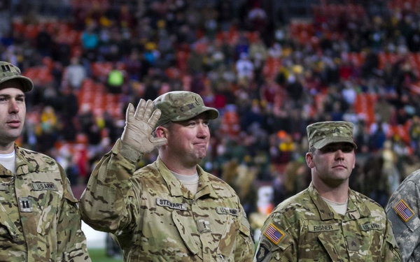 Military Police Soldiers participate at NFL Military Appreciation game