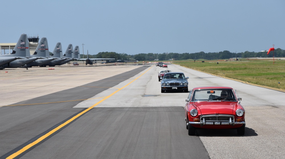 British cars race down runway