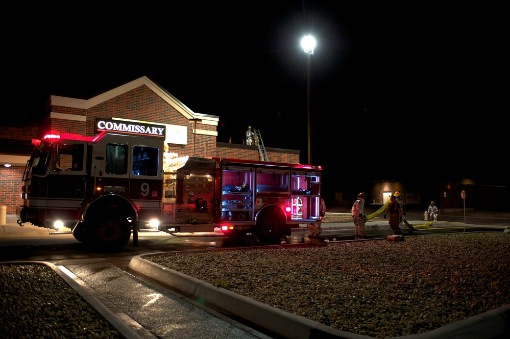 Dyess, Abilene Firefighters battle Commissary fire