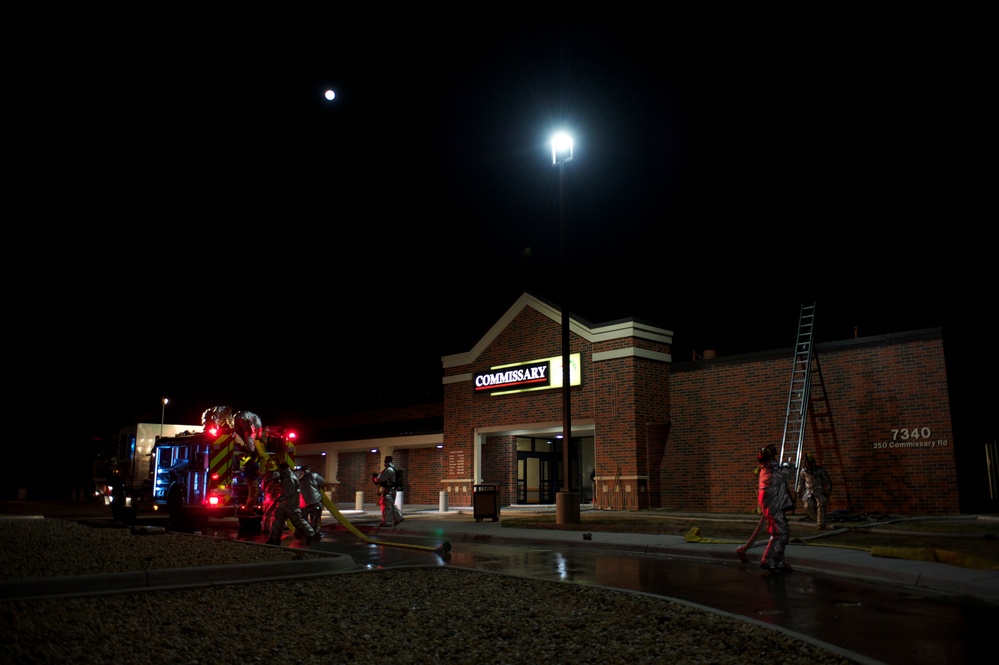 Dyess, Abilene Firefighters battle Commissary fire