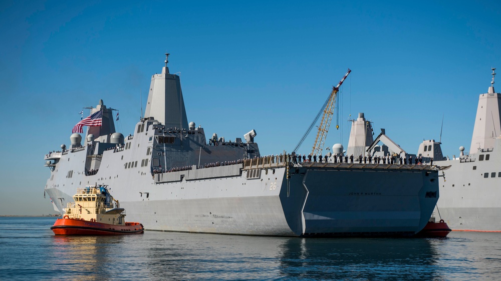 USS John P. Murtha (LPD 26) arrives in its home port of San Diego