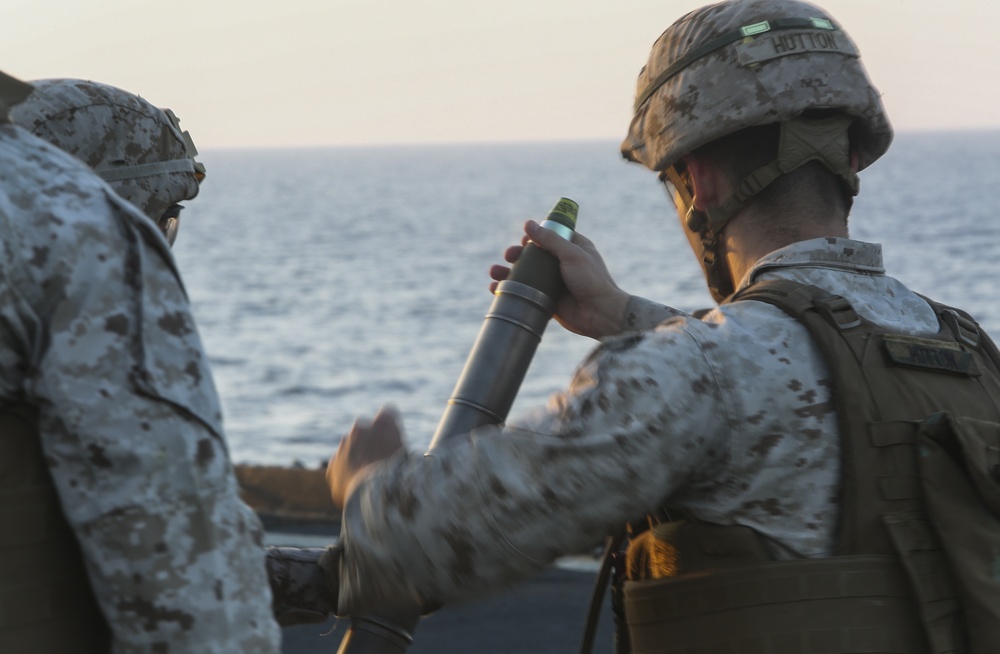 BLT 1/6, 22nd MEU Conducts Mortar Range On Ship