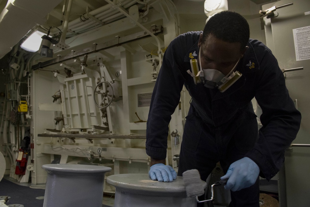 Sailors conduct routine preservation aboard USS Zumwalt
