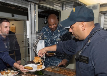 USS Coronado (LCS 4) celebrates Thanksgiving while deployed.