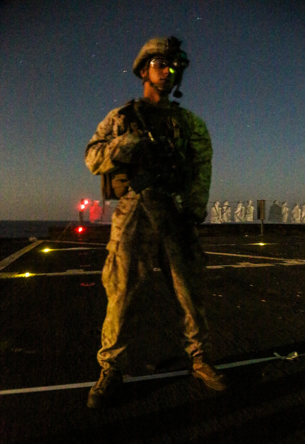 BLT, 22nd MEU Conducts Night Combat Marksmanship aboard USS Whidbey Island