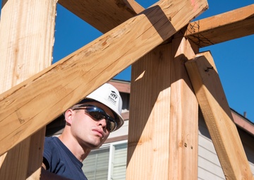 Members of Coast Guard Station Los Angeles volunteer with Habitat for Humanity