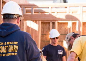 Members of Coast Guard Station Los Angeles volunteer with Habitat for Humanity