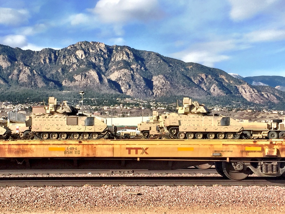 Iron Brigade concluding rail-load operations at Fort Carson