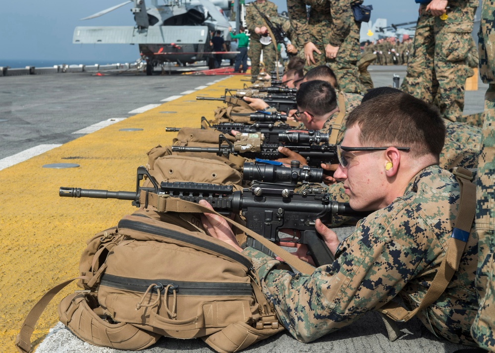 USS Makin Island Participates In Live Fire Exercise