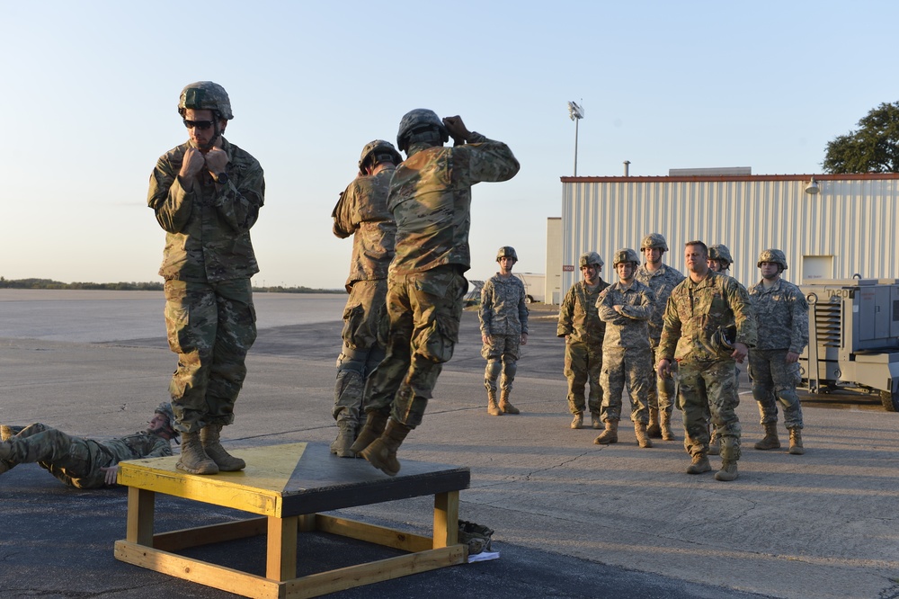 Texas airborne infantry unit conducts night airborne exercise