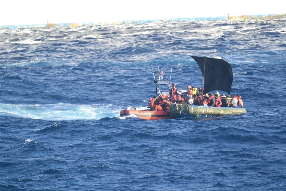 A Coast Guard Cutter Raymond Evans small boat crew interdicts Cuban migrants