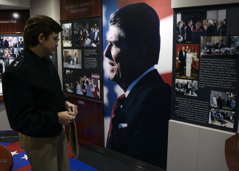 Navy Chief of Chaplains, Rear Adm. Margaret G. Kibben, tours USS Ronald Reagan Museum