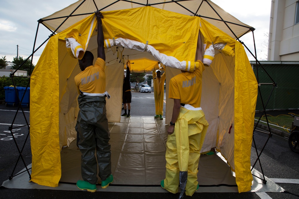 Hazardous material team trains for decontamination